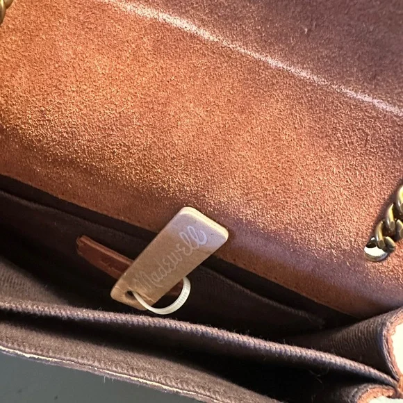 Madewell striped calfshair crossbody purse with chain strap - Picture 3 of 4